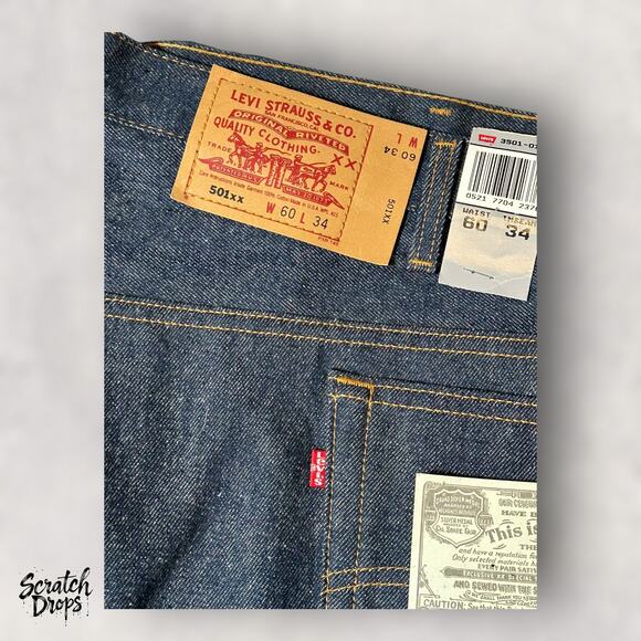 Vintage Leviβs 501xx Shrink-to-Fit Jeans Made In USA W58 L34 501 Deadstock NWT - Picture 5 of 6